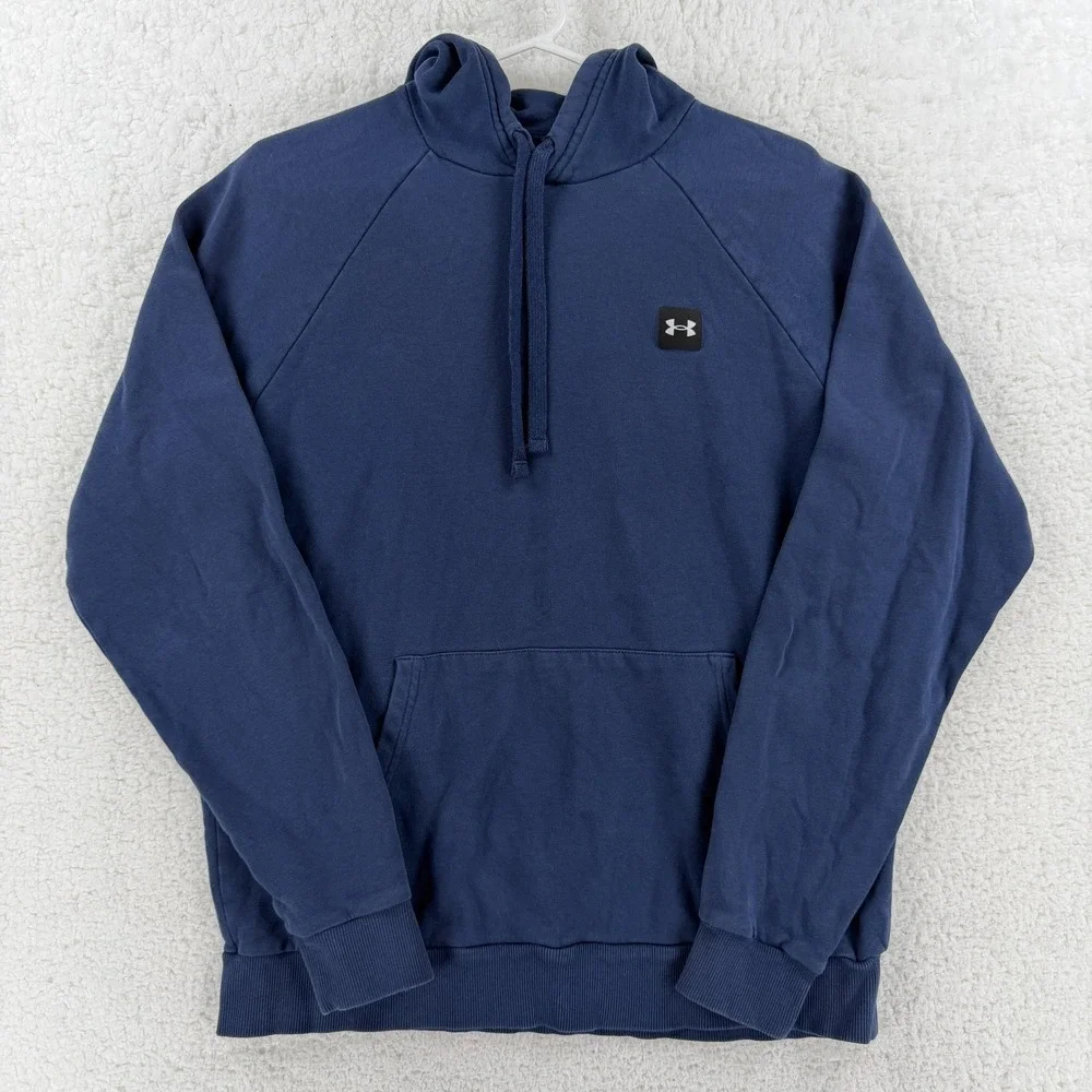 Under Armour Hoodie Mens Medium Blue Loose Fit‎ Pullover Fleece Sweatshirt Logo